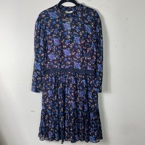 Rebecca Taylor Silk Floral Mock Neck Dress. Size 8.